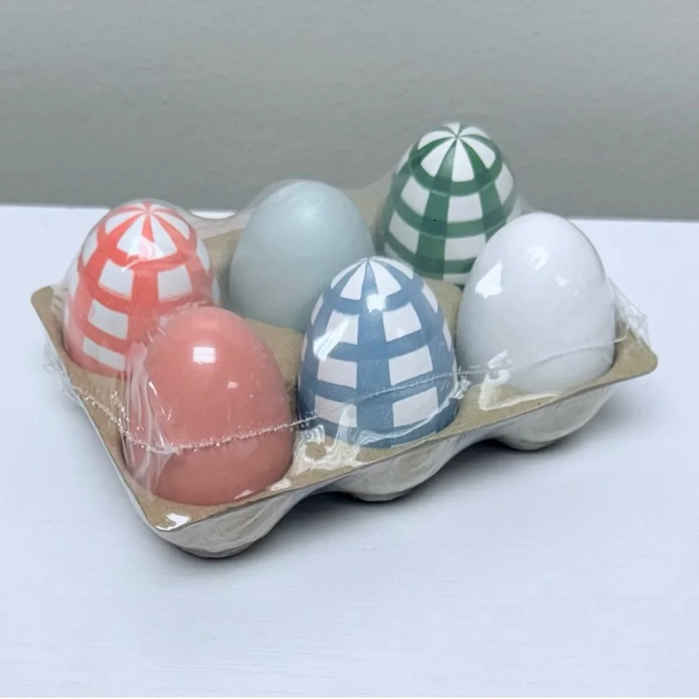 3 for $15 SALE Target Bullseye Set of 6 Wooden Eggs, Spring or Easter Decor, New